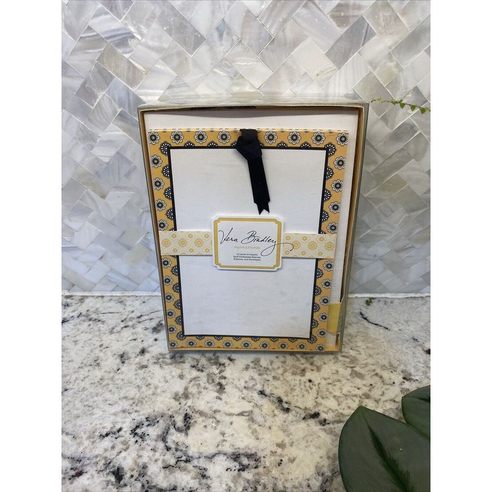 NEW Vera Bradley 12 Yellow Black Bird Invitations Party Classy Writing Designer
